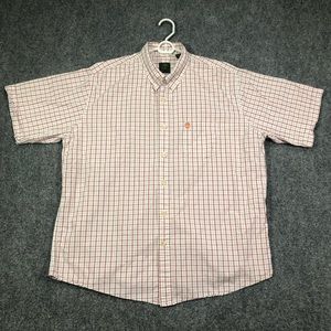 Timberland Mens Button Down Shirt Size XL Red White Plaid Long Sleeve Shirt